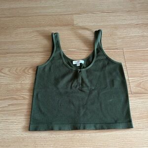 Better Be Olive Green Ribbed Cropped Tank ML